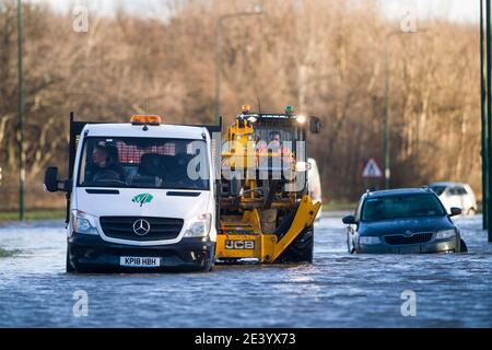 Trunk Road, Middlesbrough, Großbritannien. Donnerstag, 21. Januar 2021: Sturm Christoph hat Teile von Teeside und Cleveland über Nacht und durch diese m geschlagen Stockfoto