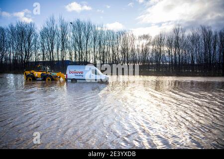 Trunk Road, Middlesbrough, Großbritannien. Donnerstag, 21. Januar 2021: Sturm Christoph hat Teile von Teeside und Cleveland über Nacht und durch diese m geschlagen Stockfoto