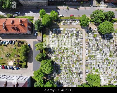 Bytom Stadt Friedhof Luftaufnahme. Oberschlesien in Polen. Stockfoto