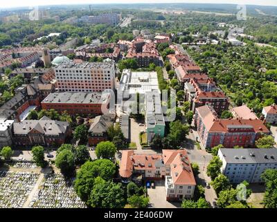 Bytom Stadt Luftaufnahme mit Krankenhaus Szpital Gorniczy. Oberschlesien in Polen. Stockfoto