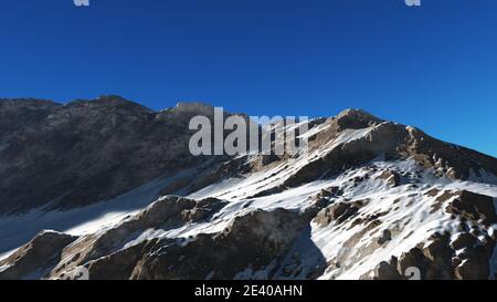 Mountain Snow Sun Ray Illustration, 3d Rendering Stockfoto