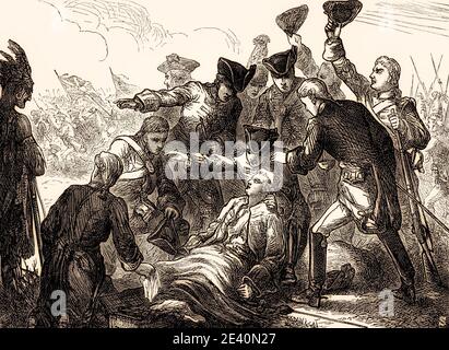 Der Tod von General Wolfe, Schlacht der Ebenen Abrahams, Schlacht von Quebec, 1759, Siebenjähriger Krieg, aus britischen Schlachten auf Land und Meer, von James Grant Stockfoto