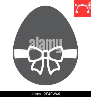 Osterei mit Band Glyphe Symbol, Frohe Ostern und Urlaub, osterei mit Band Vektor-Symbol, Vektorgrafiken, editierbare Strich solid Zeichen, eps 10. Stock Vektor