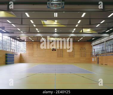 Sportschulzentrum Dresden, deutschland, deutschland, Germania, Alemania Architekt: Meyer und Bassin 2007, Neubau Schule und Sporthalle Stockfoto