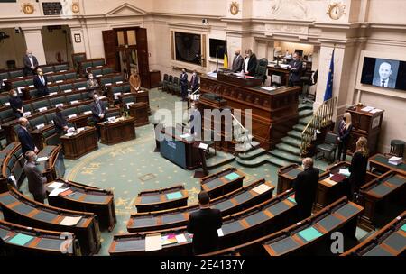 Abbildung Bild zeigt eine Plenarsitzung der Kammer im Bundestag in Brüssel, Donnerstag, 21. Januar 2021. BELGA FOTO BENOIT DOPPAG Stockfoto