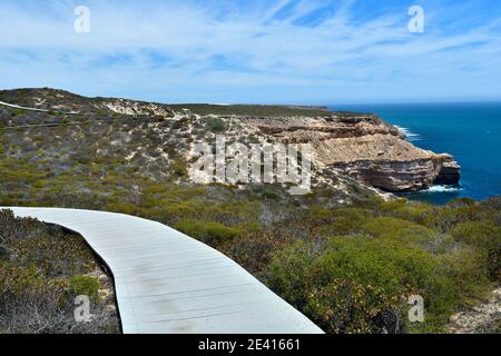 Australien, Kalbarri National Park, Wanderweg entlang des Indischen Ozeans Stockfoto