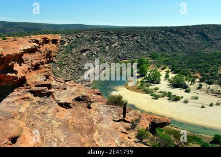 Australien, Landschaft im Kalbarri National Park mit Murchison River Stockfoto