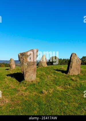 Nine Stones Close oder Grey Ladies ein bronzezeitlicher Stein Kreis in der Nähe von Harthill Moor und Birchover im Peak District National Park Derbyshire England Großbritannien Stockfoto