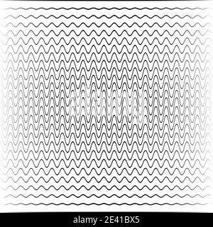 Wellenhintergrund, Übergang von Schallwellen mit unterschiedlichen Amplituden und Phasen, Schwächungsausbreitung im Raum Stock Vektor