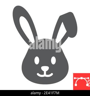 Ostern Kaninchen Glyphe Symbol, lustig und Urlaub, osterhase Vektor-Symbol, Vektorgrafiken, editierbare Strich solid Zeichen, eps 10. Stock Vektor