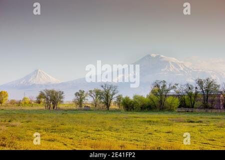 Coucher de Soleil sur le Mont Ararat depuis l'Arménie Stockfoto