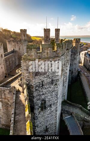 Caernarfon Castle, Gwynedd, Nordwales Stockfoto