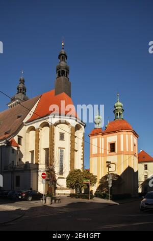 St. Nikolaus Kathedrale in Ceske Budejovice. Tschechische Republik Stockfoto