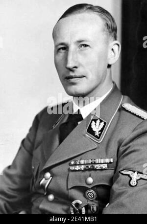 REINHARD HEYDRICH (1904-1942) deutscher SS-Offizier und Hauptarchitekt des Holocaust auf einem Foto von 1940. Stockfoto