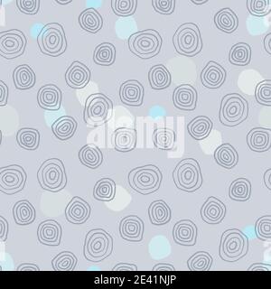 Textile print seamless pattern. Vector design with hand drawn sketchy circles. Grey color. Stock Vektor