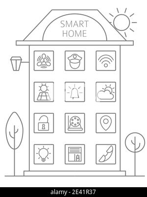 Smart Home Set.Thin Line Icon Kollektion. Vektorgrafik Stock Vektor