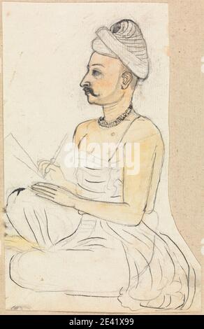 Zugeschrieben Gangaram Chintaman Tambat, aktiv 1790er, Anglo-Indian, man Writing, undated. Aquarell und Graphit mit Stift und schwarzer Tinte auf mittelschwerem, leicht strukturiertem, cremefarbenen Papier. Stockfoto