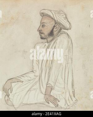 Zugeschrieben Gangaram Chintaman Tambat, aktiv 1790er, Anglo-Indian, Mann sitzend crosslegged, undated. Aquarell und Graphit mit Stift und schwarzer Tinte auf mittelschwerem, leicht strukturiertem, cremefarbenen Papier. Stockfoto