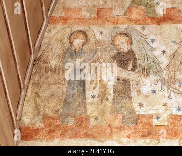 Saal im Obergeschoß, Karolingische Fresken Stockfoto