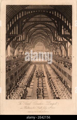 W. Read, aktiv 1818, das Grand Coronation Bankett, in Westminster Hall, undated. Stockfoto