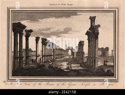 John Record, aktiv 1768â € "1784, EIN Blick nach Westen auf die Ruinen des Großen Tempels in Palmyra, 1768. Gravur. Stockfoto