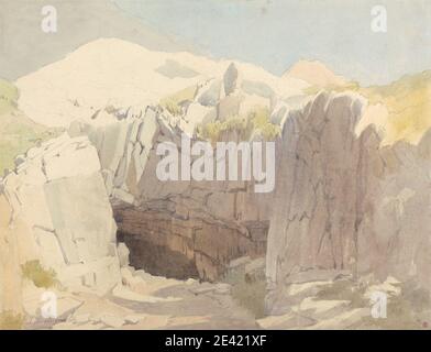 Edward Duncan, 1803â € "1882, britische, Studie der Felsen bei Mumbles, undated. Aquarell und Graphit auf mäßig dickem, mäßig strukturiertem, cremefarbenem Wove-Papier. Felsbrocken, Höhle, Landschaft, Felsen (Landformen). Europa , Mumbles , Swansea , Swansea , Vereinigtes Königreich , Wales Stockfoto