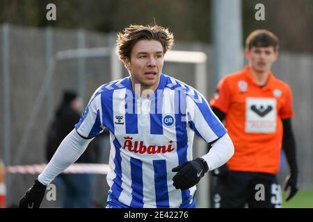 Odense, Dänemark. Januar 2021. Mart Lieder (9) von ob bei einem Testspiel zwischen Odense Boldklub und Esbjerg FB auf dem Trainingsgelände von Odense Boldklub in Odense. (Foto Kredit: Gonzales Foto/Alamy Live News Stockfoto