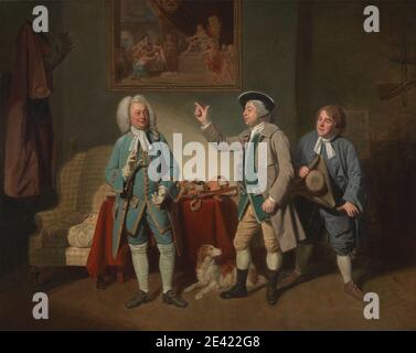 Johan Joseph Zoffany RA, 1733â € "1810, Deutsch, aktiv in Großbritannien (von 1760), Edward Shutter, John Beard, und John Dunstall in Isaac Bickerton's Love in a Village, 1767. Öl auf Leinwand. Schauspieler, Tier, Kunst, Stiefel, Schnallen, Komödie, Kostüm, Cravat, Hund (Tier), ältere Menschen, Geste, literarisches Thema, Musik, Oper (Disziplin), Malerei (visuelle Arbeit), Leistung, Gewehr, Diener, Squires, Bühne, Strümpfe, Tricorne. Covent Garden , England , Greater London , London , Vereinigtes Königreich Stockfoto