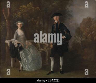 Thomas Gainsborough RA, 1727â € "1788, British, Lady Lloyd und ihr Sohn, Richard Savage Lloyd, von Hintlesham Hall, Suffolk, zwischen 1745 und 1746. Öl auf Leinwand. Bank, Gespräch Stück, Familie, Hut, Porträt, Schals, sitzen, Sohn, Frau. Lloyd, Sir Richard (1696 / 7â € "1761), Richter, Lloyd, Elizabeth Stockfoto