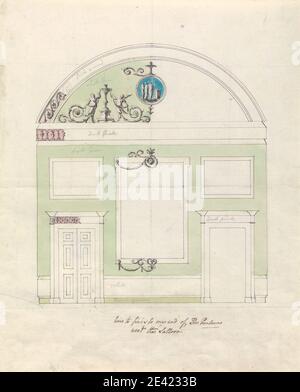 Robert Adam, 1728â € "1792, Briten, Headfort House, Irland: Erhebung von einem Ende der Parlor, zwischen 1771 und 1775. Graphit, Stift und schwarze Tinte und Aquarell auf Medium, leicht strukturiert, cremefarbenen Papier gelegt. Architektonisches Thema, Esszimmer, Türen, Rahmen (Möbel), Grotesken, Neoklassik, Wände. Headfort House, Irland, Kells Stockfoto