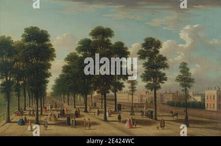 Unbekannter Künstler, achtzehnten Jahrhundert, The Mall, zwischen 1740 und 1750. Öl auf Leinwand. Tiere, Architektur, Gebäude, Kinder, Stadt, Stadtbild, Familie, Treffen, Treffen, Männer, Perspektive, Sedan Stuhl, Stadt, Wandern, Frauen. England , London , The Mall , Vereinigtes Königreich Stockfoto