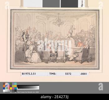 Thomas Rowlandson, 1756â € "1827, Briten, Komfort von Bath: The Concert, 1798. Aquarell mit Stift und grau und schwarze Tinte auf Medium, leicht strukturiert, gebläute weiße Wove Papier. Publikum, Stühle, Kronleuchter, Konzert, Federn, Genre Thema, Hüte, Männer, Bänder, Sänger, Frauen. Bath , Bath und Northeast Somerset , England , Europa , Somerset , Vereinigtes Königreich Stockfoto