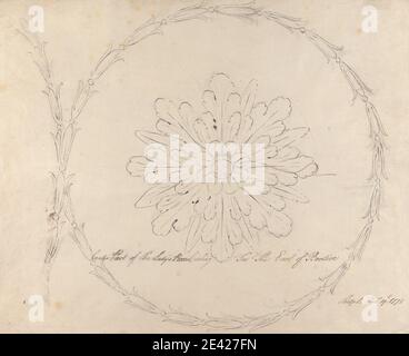 Robert Adam, 1728â € "1792, Briten, Headfort House: Lady's Room Ceiling, 1772. Stift und schwarze Tinte, Graphit auf mäßig dick, mäßig strukturiert, Creme gelegt Papier auf Leinwand montiert. Architektonisches Thema, Decke, Festoons, Neoklassik. Headfort House , Irland , Kells , Leinster , Meath Stockfoto