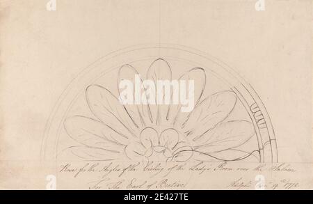 Robert Adam, 1728â € "1792, Briten, Headfort House: Lady's Room Ceiling Rose, 1772. Stift und schwarze und braune Tinte, Graphit auf mäßig dickem, mäßig strukturiertem, cremefarbenen Papier. Architektonisches Motiv, Decke, Haus, Neoklassik, Rosette, Salon. Headfort House , Irland , Kells , Leinster , Meath Stockfoto