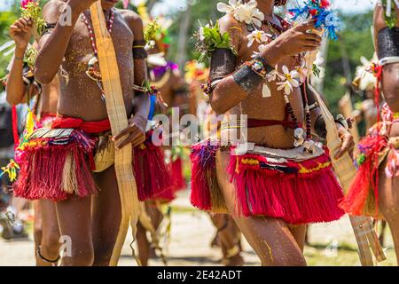 Traditioneller Milamala-Tanz der Trobriand-Inseln während des Festivals der freien Liebe, Kwebwaga, Papua-Neuguinea Stockfoto