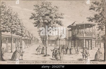 Benjamin Cole, (nach?), 1697â € "1783, Briten, Vauxhall Gardens showing the Grand Walk, undated. Gravur. Freizeit. England , Lambeth , London , Southwark , Vereinigtes Königreich , Vauxhall Gardens Stockfoto