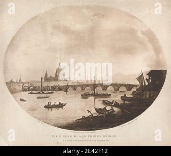 Valentine Green, 1739â€"1813, Britisch, Blick in der Nähe Blackfriars Bridge, 1777. Aquatinta Stockfoto