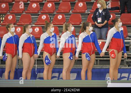 Federal Center B. Bianchi, Triest, Italien, 21 Jan 2021, Slowakei Team während der Frauen &#39;s Wasserball Olympic Game Qualification Tournament - Italien vs Slowakei, Olympische Spiele - Foto Marco Todaro / LM Stockfoto