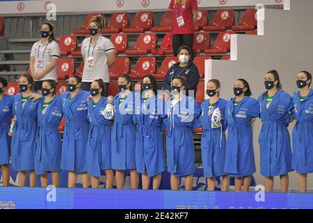 Federal Center B. Bianchi, Triest, Italien, 21 Jan 2021, Italienisches Team während der Frauen &#39;s Wasserball Olympic Game Qualification Tournament - Italien vs Slowakei, Olympische Spiele - Foto Marco Todaro / LM Stockfoto