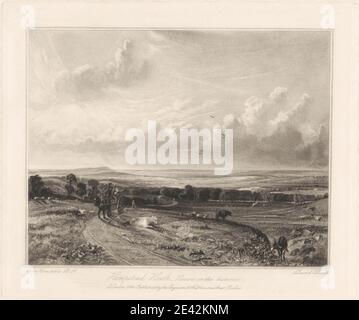 Druck gemacht von David Lucas, 1802â € "1881, Briten, Hampstead Heath, Harrow in the Distance, 1845. Mezzotinta auf mäßig dickem, leicht strukturiertem, cremefarbenen Wove-Papier. England, Europa, Groß-London, Hampstead Heath, Vereinigtes Königreich Stockfoto