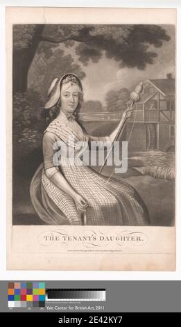 Druck von unbekanntem Künstler, achtzehnten Jahrhundert, die Tochter des Mieters, 1798. Mezzotinta auf mittelschwerem, leicht strukturiertem, cremefarbenem Papier. Stockfoto