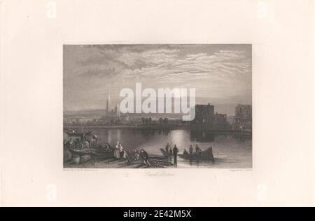 S. Fisher, aktiv 1831â €" 1844, Saint Denis, 1835. Liniengravur. basilika, Stadtbild, Fluss. Kathedrale Basilika Saint Denis , Europa , Frankreich , Saint-Denis , seine , seine-Saint-Denis Stockfoto