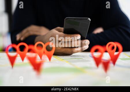 Lokale City Map Locator Pin Marker Suche Stockfoto