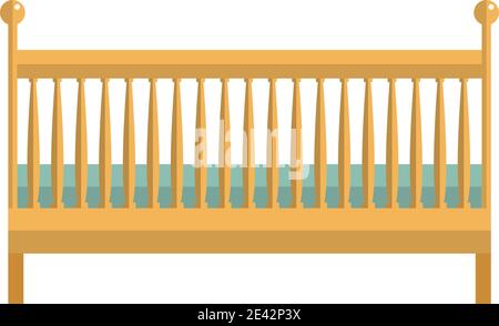 Symbol für Babywiege, flache Vektor-isolierte Abbildung. Neugeborenes Holzbett, Kinderbett. Kinderzimmer Möbel. Stock Vektor