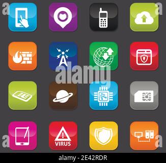 Symbole für mobile Verbindungen festgelegt Stock Vektor