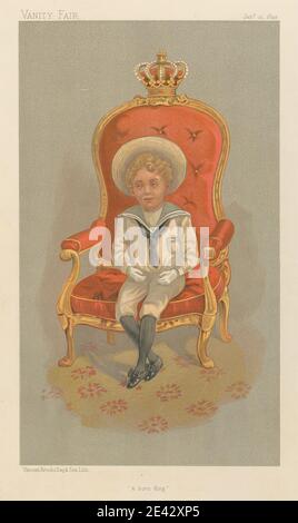 Unbekannter Künstler, Vanity Fair: Royalty; 'A Born King', Alfonso VIII, König von Spanien, 21. Januar 1893, 1893. Chromolithographie. Stockfoto