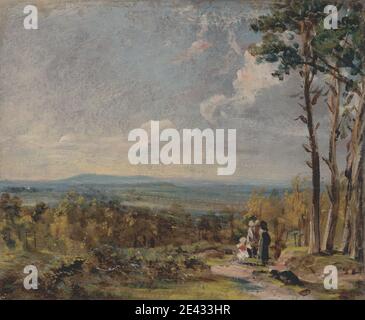 John Constable, 1776â € "1837, Briten, Hampstead Heath Blick in Richtung Harrow, 1821. Öl auf Papier auf Leinwand gelegt. Pinselstriche, Kind, Familie, Landschaft. England, Groß-London, Hampstead, Harrow, Vereinigtes Königreich Stockfoto