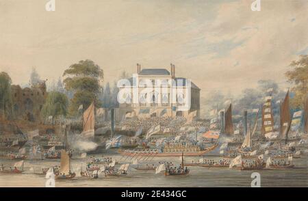 Francis Vincent, 1803â € "1883, Prozession von Watermen und Lightermen in Southwark, 1820. Radierung und Aquarell. Stockfoto