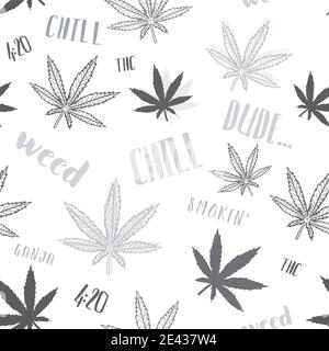 Nahtlose Struktur von Cannabis. Marihuana-Themenvektor-Muster. Stock Vektor
