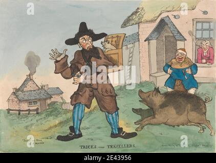 Richard Newton, 1777â € "1798, Briten, Tricks auf Reisende, 1795. Radierung, handfarbig. Stockfoto